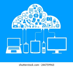 social network, communication in the global computer networks. laptop phone tablet  Connection. 