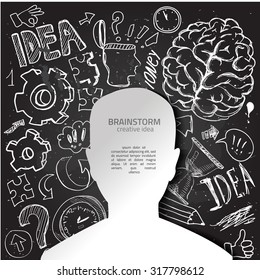 social network, communication in the global computer networks. silhouette of a human head with an interface icons.