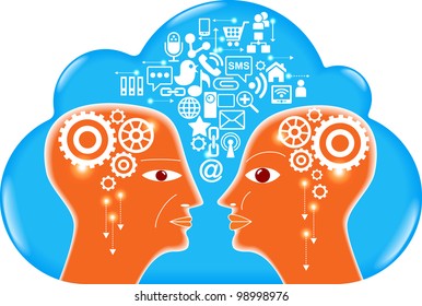  social network, communication in the global computer networks, File is saved in AI10 EPS version. This illustration contains a transparency