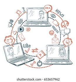 Social network communication. Share information between business people Social network communication. Share information between business people