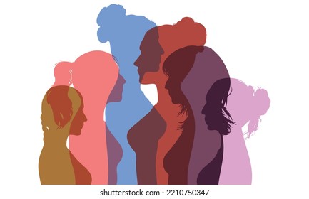 Social network community of women and girls of diverse cultures. Discussions and sharing of information. Multi-ethnic diversity friendship community.