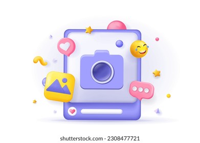 Social network concept 3D illustration. Vector illustration for modern web design