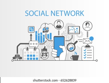 Social network concept as background vector illustration