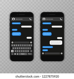 Social network concept. Blank template. Messenger window. Chating and messaging concept. Chat app template whith mobile keyboard. Vector illustration Message