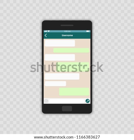 Social network concept. Blank template. Messenger window. Chating and messaging concept. Chat app template whith mobile keyboard. Vector illustration Message.