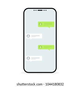 Social network concept. Chat messages notification in smartphone. Vector illustration