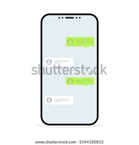 Social network concept. Chat messages notification in smartphone. Vector illustration