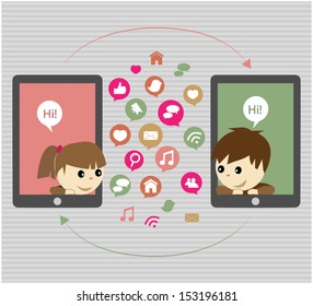 social network concept with children