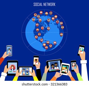 Social network concept. Flat style. Vector illustration
