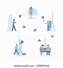 Social network concept. Flat style vector illustration 