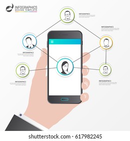 Social network concept. Global communication, infographic. Vector illustration
