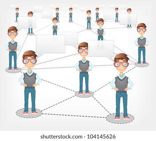 Social Network Concept. Grey Gradient Background. Vector EPS 10.