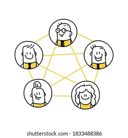 Social network concept. Hand drawn vector illustration.