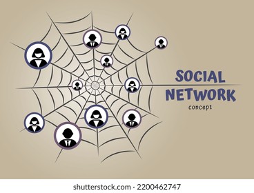 Konzept des sozialen Netzwerks. Handgezeichnete Menschen Symbole im sozialen Netzwerk. Freunde, die über das Internet verbunden sind, einzelne Vektorgrafik