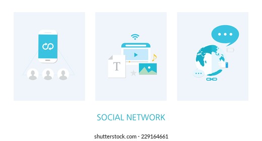 social network concept icon set