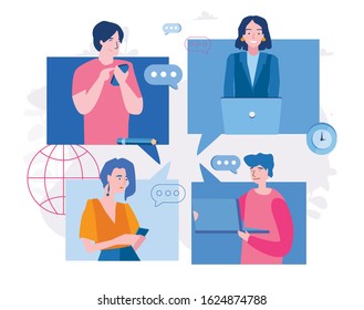 Social Network Concept Illustration People Connection Stock Vector ...