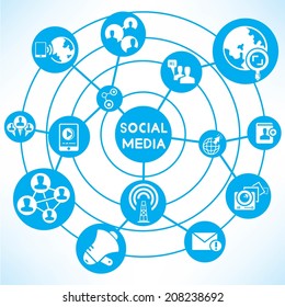 social network concept info graphic network with blue theme
