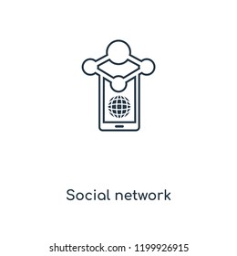 Social network concept line icon. Linear Social network concept outline symbol design. This simple element illustration can be used for web and mobile UI/UX.