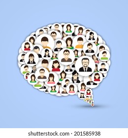 Social network concept with male and female avatars in speech bubble icons vector illustration.