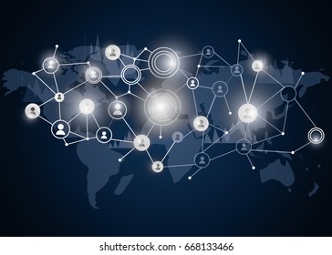 Social network concept . Mixed media