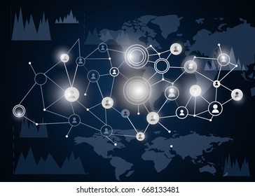 Social network concept . Mixed media