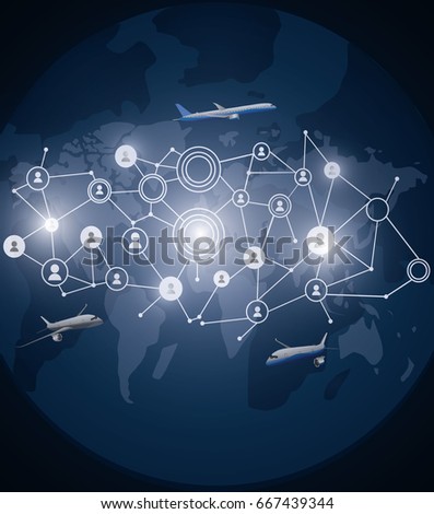 Social network concept . Mixed media