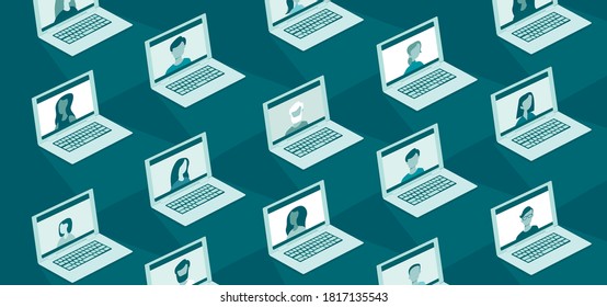 Social network concept. Online connection. global structure networking and data exchanges. Teamwork during coronavirus COVID-19 outbreak. Flat vector illustration.