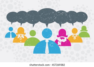 Social Network concept with people and bubble text as empty space for text.