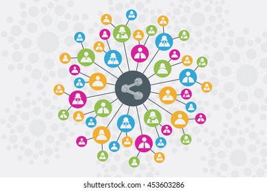 Social Network concept with people connected to each others forming network group.