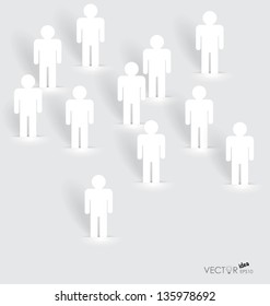 Social Network Concept : People Cut Out Of Paper, Vector Illustration.