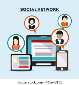 Social Network concept represented by icon set and avatar of woman and man design. Colorfull and flat illustration