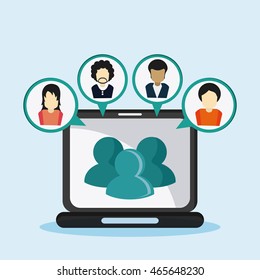 Social Network concept represented by icon set and avatar of woman and man design. Colorfull and flat illustration