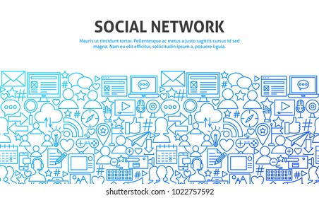 Social Network Concept. Vector Illustration of Line Web Design. Banner Template.