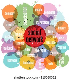 social network concept, vector illustration, with splashes