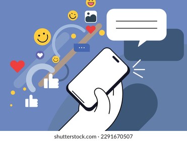 social network concept, vector illustration of online communication, media marketing, social media illustration, business presentation, concept for web banner.