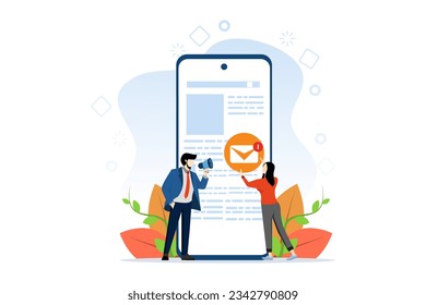 social network concept for web page, communication and community, social network. businessman flat metaphor about social media. Social application network for web pages. Flat vector illustration.