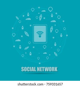 social network Connected all over the world.for vector