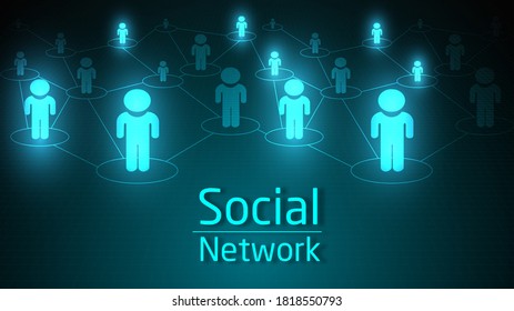 Sistema de circuito de tecnología conectado a redes sociales y   símbolo de la gente 