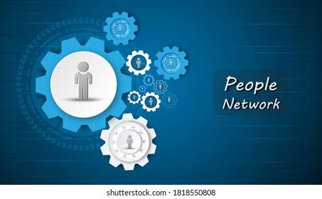 Social network connected technology circuit system and   people symbol 