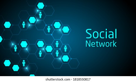 Social network connected technology circuit system and   people symbol 