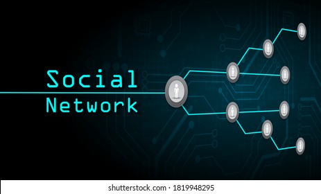 Social network connected technology circuit system and   people symbol 