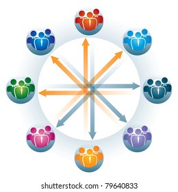 Social Network connection, abstract illustration with human figures