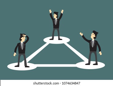 Social network connection between people with lines and circles. Concept of connection of businessmen. Vector Illustration.