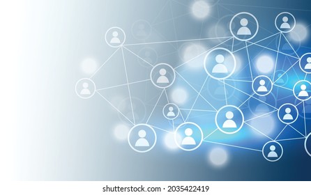 Fondo azul de concepto de conexión de red social