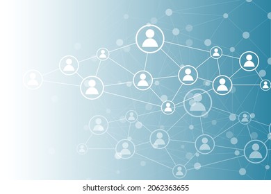 social network connection concept blue background