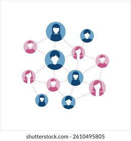 Social Network Connection Concept. People, Communication, Digital Community, Teamwork, Networking, Internet, Collaboration, Online Interaction, Business, Technology, Web, Network Structure, Data