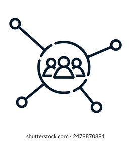Social network connection and global business communication concept. Vector icon isolated on white background