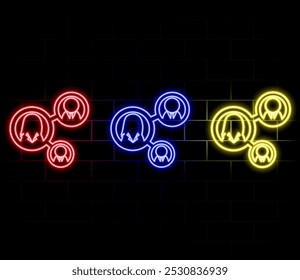 Social network connection and global business communication concept. Vector icon isolated on white background. neon