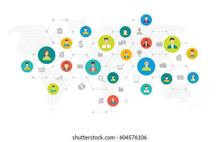 Social Network Connection And  Global Business Communication Concept
