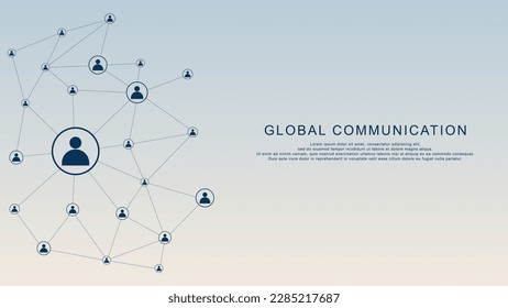 Social network connection. Global communication technology  with peoples connecting background design concept. Vector illustration.